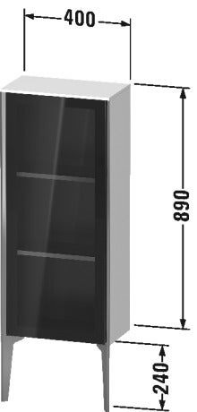 Immagine di Duravit XVIU colonna bassa a pavimento H.89 cm con ante in vetro, cerniera a sinistra, profilo champagne opaco, colore grigio cemento finitura opaco XV1360LB107