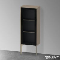 Immagine di Duravit XVIU colonna bassa a pavimento H.89 cm con ante in vetro, cerniera a destra, profilo champagne opaco, finitura rovere cashmere XV1360RB111
