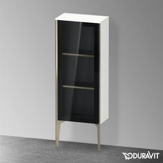Immagine di Duravit XVIU colonna bassa a pavimento H.89 cm con ante in vetro, cerniera a sinistra, profilo champagne opaco, colore bianco finitura opaco XV1360LB118