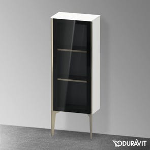 Immagine di Duravit XVIU colonna bassa a pavimento H.89 cm con ante in vetro, cerniera a sinistra, profilo champagne opaco, colore bianco finitura opaco XV1360LB118