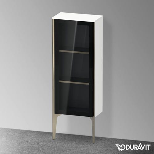 Immagine di Duravit XVIU colonna bassa a pavimento H.89 cm con ante in vetro, cerniera a destra, profilo champagne opaco, colore bianco finitura opaco XV1360RB118