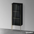 Immagine di Duravit XVIU colonna bassa a pavimento H.89 cm con ante in vetro, cerniera a sinistra, profilo champagne opaco, colore nero finitura lucido XV1360LB140