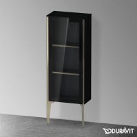 Immagine di Duravit XVIU colonna bassa a pavimento H.89 cm con ante in vetro, cerniera a destra, profilo champagne opaco, colore nero finitura lucido XV1360RB140