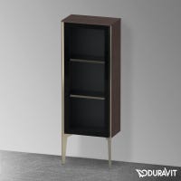 Immagine di Duravit XVIU colonna bassa a pavimento H.89 cm con ante in vetro, cerniera a destra, profilo champagne opaco, finitura rovere scuro spazzolato XV1360RB172