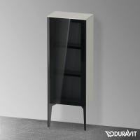 Immagine di Duravit XVIU colonna bassa a pavimento H.89 cm con ante in vetro, cerniera a destra, profilo nero opaco, colore grigio cemento finitura opaco XV1360RB207