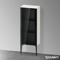 Immagine di Duravit XVIU colonna bassa a pavimento H.89 cm con ante in vetro, cerniera a sinistra, profilo nero opaco, colore bianco finitura lucido XV1360LB222