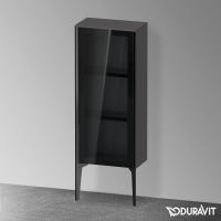 Immagine di Duravit XVIU colonna bassa a pavimento H.89 cm con ante in vetro, cerniera a sinistra, profilo nero opaco, colore grigio grafite finitura opaco XV1360LB249
