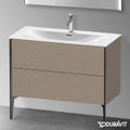 Immagine di Duravit XVIU base sottolavabo a pavimento 101 cm, profilo nero opaco, finitura rovere cashmere XV43030B211