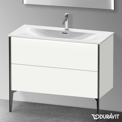 Immagine di Duravit XVIU base sottolavabo a pavimento 101 cm, profilo nero opaco, colore bianco finitura opaco XV43030B218