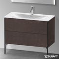 Immagine di Duravit XVIU base sottolavabo a pavimento 101 cm, profilo nero opaco, finitura rovere scuro spazzolato XV43030B272