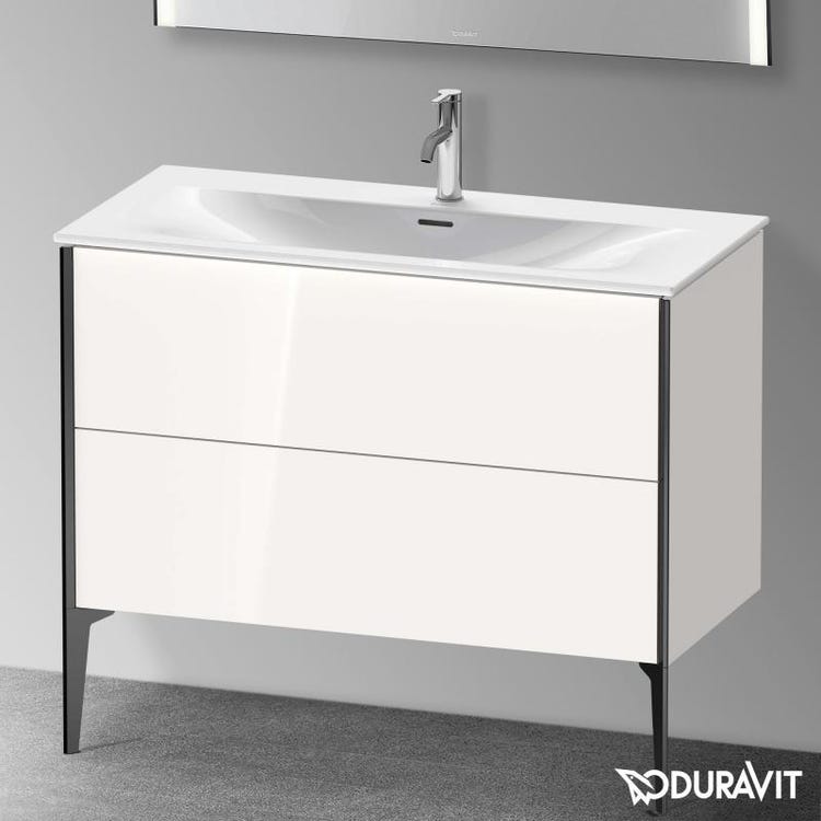 Duravit XV43030B222 XVIU base sottolavabo a pavimento 101 cm, profilo nero  opaco, colore bianco finitura lucido