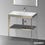 Immagine di Duravit XVIU sostegno metallico 80 cm colore champagne finitura opaco, ripiano in vetro colore grigio flanella finitura lucido, lavabo consolle c-bonded monoforo XV4715OB189