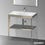 Immagine di Duravit XVIU sostegno metallico 80 cm colore champagne finitura opaco, ripiano in vetro colore nero finitura lucido, lavabo consolle c-bonded monoforo XV4715OB140