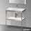 Immagine di Duravit XVIU sostegno metallico 80 cm colore champagne finitura opaco, ripiano in vetro colore bianco finitura lucido, lavabo consolle c-bonded monoforo XV4715OB185