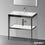 Immagine di Duravit XVIU sostegno metallico 80 cm colore nero finitura opaco, ripiano in vetro colore bianco finitura lucido, lavabo consolle c-bonded monoforo XV4715OB285