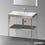 Immagine di Duravit XVIU sostegno metallico 80 cm colore champagne finitura opaco, ripiano in vetro colore nero finitura lucido, lavabo consolle c-bonded due fori XV4715EB140