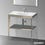 Immagine di Duravit XVIU sostegno metallico 80 cm colore champagne finitura opaco, ripiano in vetro colore grigio flanella finitura lucido, lavabo consolle c-bonded due fori XV4715EB189
