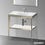 Immagine di Duravit XVIU sostegno metallico 80 cm colore champagne finitura opaco, ripiano in vetro colore bianco finitura lucido, lavabo consolle c-bonded due fori XV4715EB185