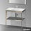 Immagine di Duravit XVIU sostegno metallico 80 cm colore champagne finitura opaco, ripiano in vetro colore grigio flanella finitura lucido, lavabo consolle c-bonded XV4715NB189