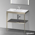 Immagine di Duravit XVIU sostegno metallico 80 cm colore champagne finitura opaco, ripiano in vetro colore nero finitura lucido, lavabo consolle c-bonded XV4715NB140