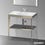 Immagine di Duravit XVIU sostegno metallico 80 cm colore champagne finitura opaco, ripiano in vetro colore nero finitura lucido, lavabo consolle c-bonded XV4715NB140