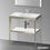 Immagine di Duravit XVIU sostegno metallico 80 cm colore champagne finitura opaco, ripiano in vetro colore bianco finitura lucido, lavabo consolle c-bonded XV4715NB185