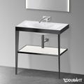 Immagine di Duravit XVIU sostegno metallico 80 cm colore nero finitura opaco, ripiano in vetro colore bianco finitura lucido, lavabo consolle c-bonded XV4715NB285