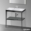 Immagine di Duravit XVIU sostegno metallico 80 cm colore nero finitura opaco, ripiano in vetro colore grigio flanella finitura lucido, lavabo consolle c-bonded XV4715NB289