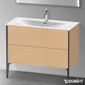 Immagine di Duravit XVIU base sottolavabo a pavimento 101 cm, profilo nero opaco, finitura rovere spazzolato XV43030B212