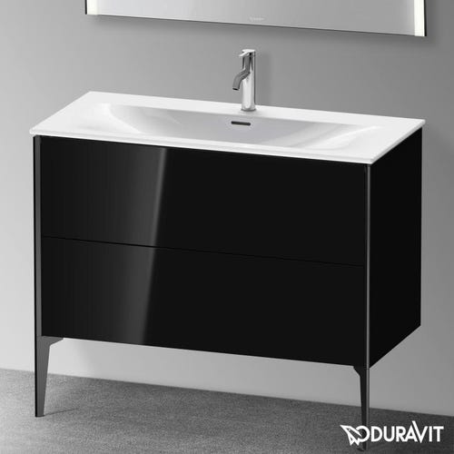 Duravit XV43030B240 XVIU base sottolavabo a pavimento 101 cm, profilo nero  opaco, colore nero finitura lucido