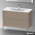 Immagine di Duravit XVIU base sottolavabo a pavimento 101 cm, profilo champagne opaco, finitura rovere cashmere XV43030B111