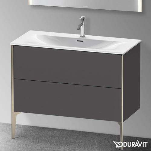 Immagine di Duravit XVIU base sottolavabo a pavimento 101 cm, profilo champagne opaco, colore grigio grafite finitura opaco XV43030B149