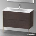 Immagine di Duravit XVIU base sottolavabo a pavimento 101 cm, profilo champagne opaco, finitura rovere scuro spazzolato XV43030B172