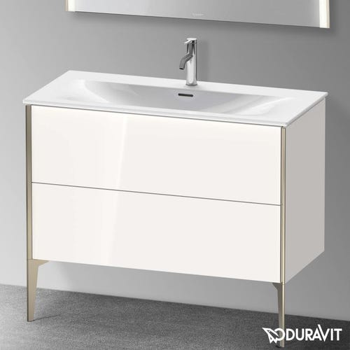 Immagine di Duravit XVIU base sottolavabo a pavimento 101 cm, profilo champagne opaco, colore bianco finitura lucido XV43030B122