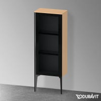 Immagine di Duravit XVIU colonna bassa a pavimento H.89 cm con ante in vetro, cerniera a destra, profilo nero opaco, finitura rovere spazzolato XV1360RB212