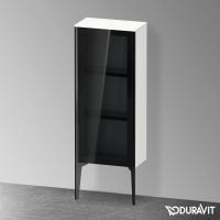 Immagine di Duravit XVIU colonna bassa a pavimento H.89 cm con ante in vetro, cerniera a destra, profilo nero opaco, colore bianco finitura opaco XV1360RB218