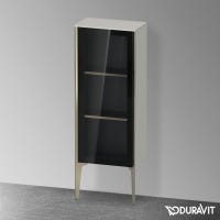 Immagine di Duravit XVIU colonna bassa a pavimento H.89 cm con ante in vetro, cerniera a destra, profilo champagne opaco, colore grigio cemento finitura opaco XV1360RB107
