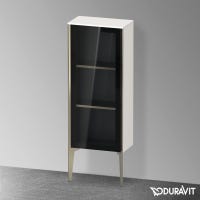 Immagine di Duravit XVIU colonna bassa a pavimento H.89 cm con ante in vetro, cerniera a sinistra, profilo champagne opaco, colore bianco finitura lucido XV1360LB122