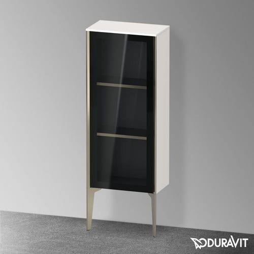 Immagine di Duravit XVIU colonna bassa a pavimento H.89 cm con ante in vetro, cerniera a sinistra, profilo champagne opaco, colore bianco finitura lucido XV1360LB122