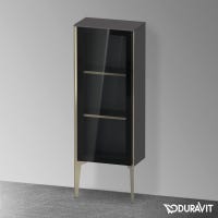 Immagine di Duravit XVIU colonna bassa a pavimento H.89 cm con ante in vetro, cerniera a sinistra, profilo champagne opaco, colore grigio grafite finitura opaco XV1360LB149