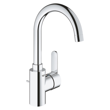 Immagine di Grohe EUROSTYLE COSMOPOLITAN miscelatore monocomando H.30 cm, per lavabo, con bocca girevole e scarico, finitura cromo 23043003