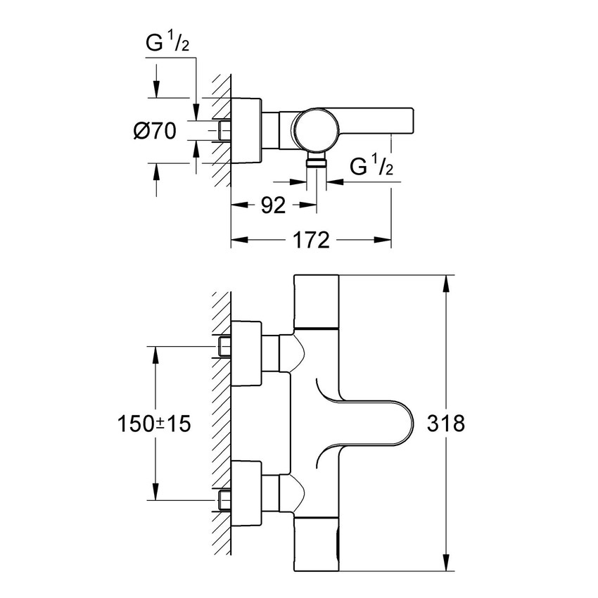 Miscelatore termostatico
per vasca-doccia