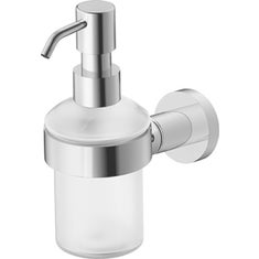 Dispenser Sapone Liquido Bagno da Parete Metallo cromato e Vetro satinato  R.A.