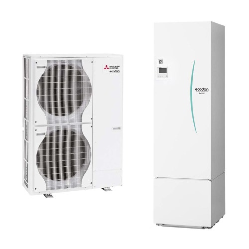 Immagine di Mitsubishi SPLIT Sistema idronico composto da pompa di calore Inverter ECODAN 16 kW trifase con HYDROTANK MEDIUM reversibile 300 litri PUHZ-SW120YHA+ERST30C-VM2ED