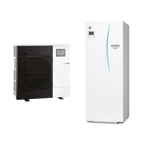 Immagine di Mitsubishi ECODAN PACKAGED R32 Sistema idronico composto da pompa di calore Inverter ECODAN 5 kW con HYDROTANK reversibile 200 litri PUZ-WM50VHA+ERPT20X-VM2D