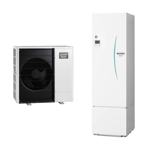Immagine di Mitsubishi SPLIT Sistema idronico composto da pompa di calore Inverter ZUBADAN 11.2 kW con HYDROTANK MEDIUM reversibile 300 litri PUHZ-SHW112VAA+ERST30C-VM2ED
