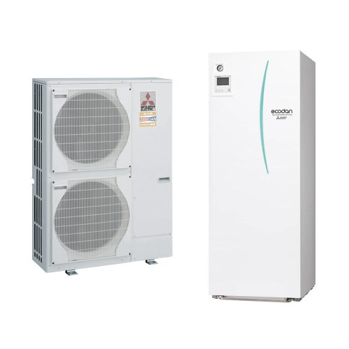 Immagine di Mitsubishi SPLIT Sistema idronico composto da pompa di calore Inverter ZUBADAN 14 kW trifase con HYDROTANK MEDIUM reversibile 200 litri PUHZ-SHW140YHA+ERST20C-VM2D