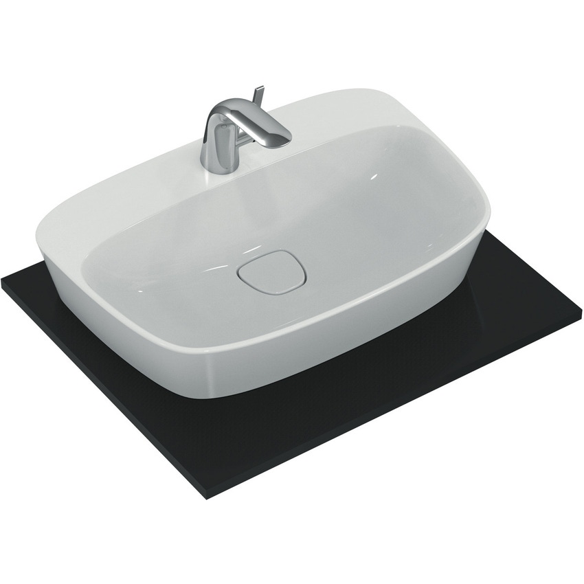 Immagine di Ideal Standard DEA lavabo da appoggio su piano 62,5 cm monoforo, senza troppopieno, colore bianco finitura opaco T044583