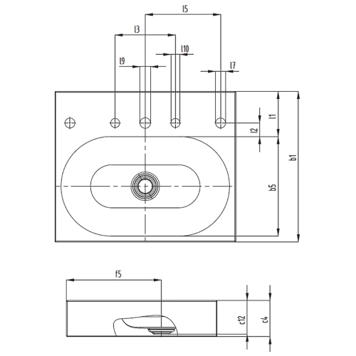 Immagine di Kaldewei CENTRO lavabo da appoggio, L.60 P.50 cm, monoforo, senza troppopieno, altezza bordo 12 cm, colore bianco alpino 903006013001