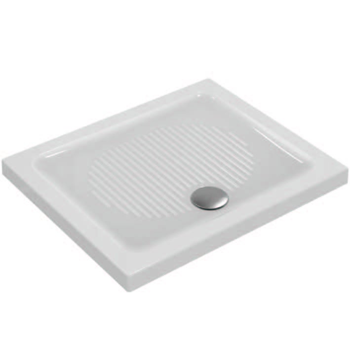Immagine di Ideal Standard CONNECT piatto doccia rettangolare L.90 P.75  cm, per installazione sopra o filo pavimento, colore bianco T267201